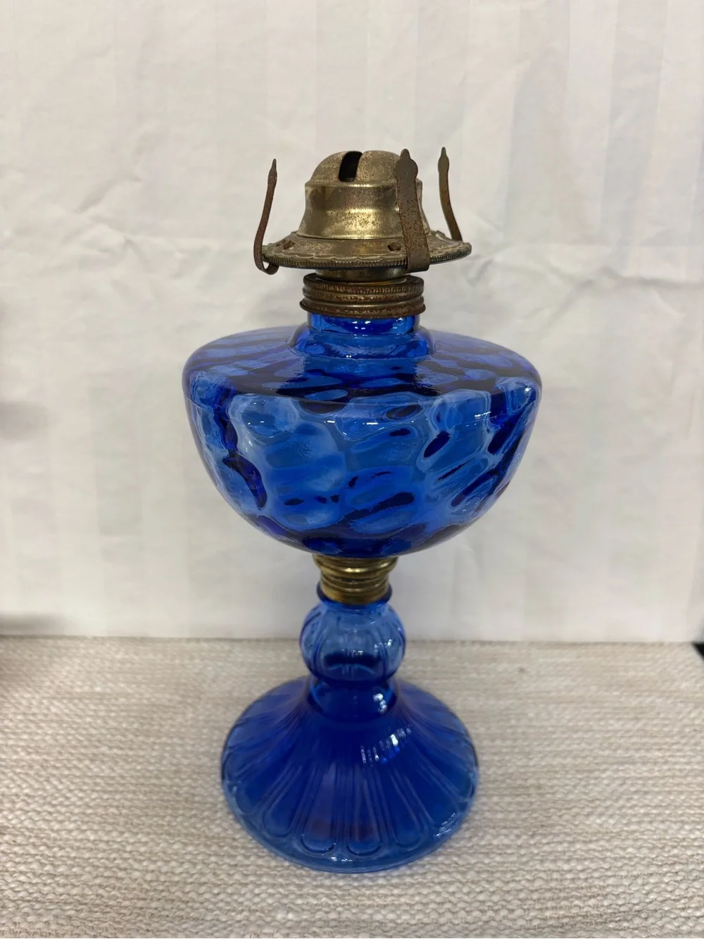 Cobalt Blue Glass Oil Lamp